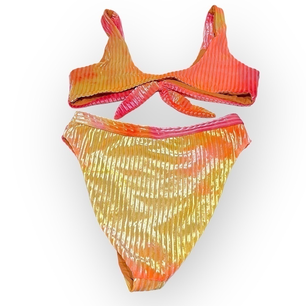 Dippin' Daisy's tie dye ribbed velour 2 piece swim suit, sz L Top/Bottom sz M - Picture 4 of 11